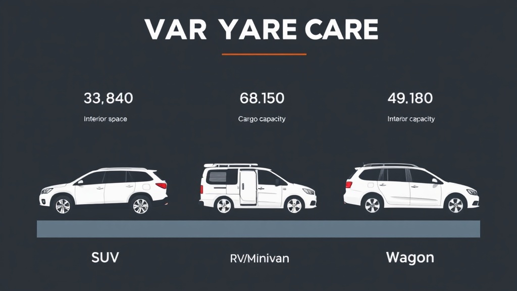 다양한 차종의 실내 공간과 적재 용량을 비교 분석하는 인포그래픽 화면